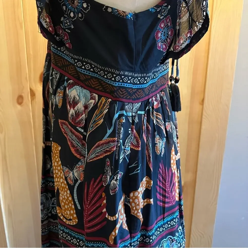 Anthropologie Vneck Plunge Leopard Butterfly Dress - Picture 11 of 13